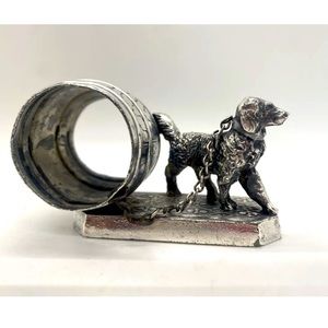 "Rip Van Winkle's Dog" Silver Plate Victorian Napkin Ring, American, circa 1880s